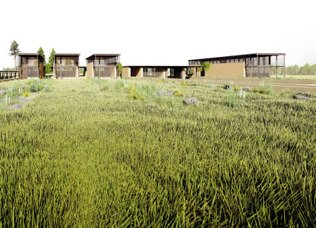 Rammed Earth Retreat With Communal Spaces Framed By Local Timber