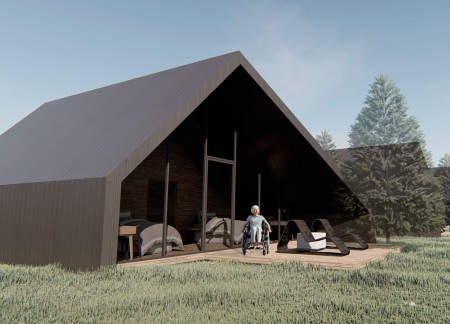 Charred Wooden Shingles and Natural Light Create Serene Huts for Creative Retreats