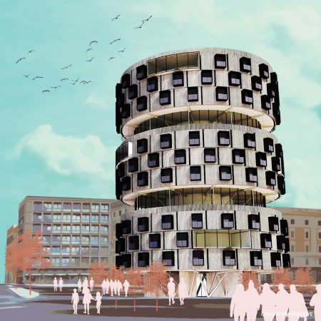 Charred Wooden Shingles and Cross-Laminated Timber Create Community Living in an Urban Landscape  