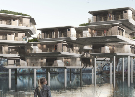 Elevated Modular Living With Prefabricated Concrete and Flexible Community Spaces in Rome  