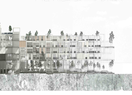 Charred Wooden Shingles and Green Roofs Enhancing Urban Living Through Modular Housing