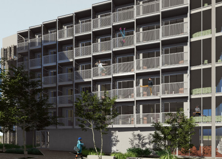 Charred Wooden Screens and Green Roofs Redefining Co-Living Spaces in Urban Environments