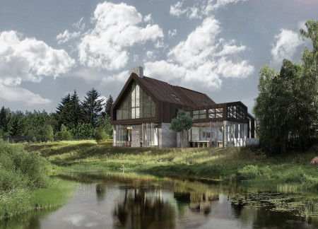 Charred Wood and Natural Stone Create A Sustainable Retreat Embraced by Nature  