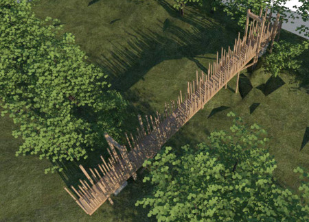 Canopy Walkway Crafted from Sustainable Timber and Steel Cables Enhancing Ecological Connectivity  