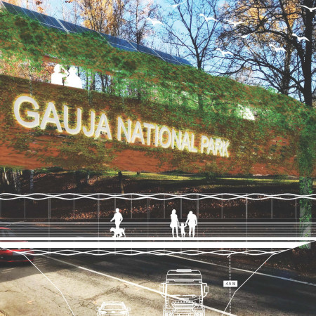 Canopy Design Using Thermal Wood and Recycled Steel in a Nature-Integrated Footbridge