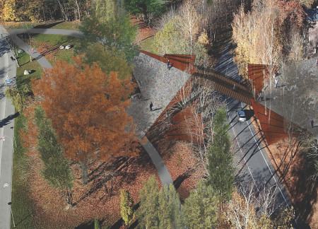 Dynamic Steel Fins and Natural Timber Cladding Shape a Gateway to Nature  