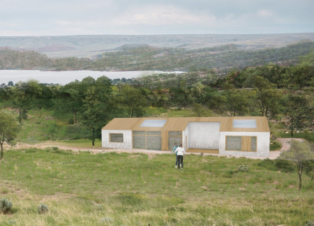 Natural Stone Facade and Expansive Glass Integrate Seamlessly Within a Sustainable Timber Framework  