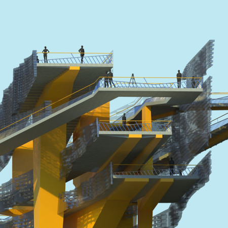 Perforated Metal Screens and Sustainable Concrete Structures Defining a Unique Observation Experience in Wetland Landscapes
