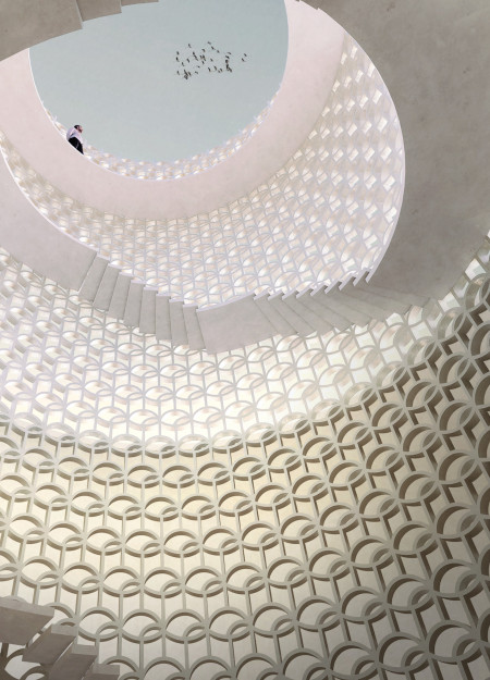 Spiral Pathway Wrapped in Recycled Plastic and Compact Earth for An Ecological Observatory