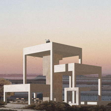 Cantilevered Observation Structure Featuring Native Wood Cladding and Enhanced Wildlife Engagement