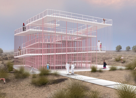 Synthetic Rope Facade and Elevated Views in a Desert Observatory