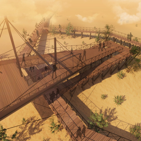 Tensegrity Observation Tower Crafted from Timber and Steel Integrating Natural Landscapes