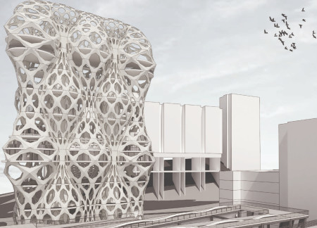 Curvilinear Structure With Perforated Panels Enhances Community Spaces In Urban Landscape