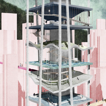 Terraced Greenery With High-Strength Concrete and Transparent Façades Enhancing Urban Interaction  