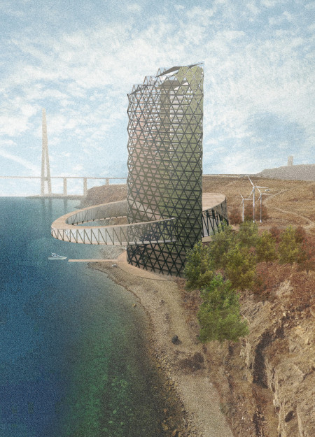 Charred Wooden Shingles and Living Moss Enhance Community Connectivity in Sustainable Skyscraper  