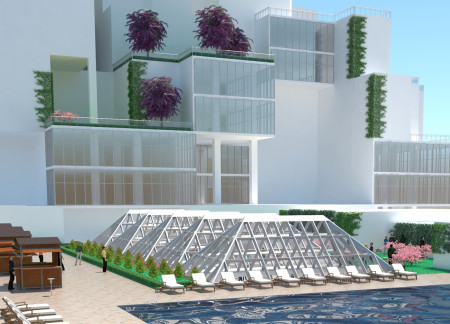 Vertical Gardens Crafted From Glass and Concrete in a Sustainable Mixed-Use Community Hub