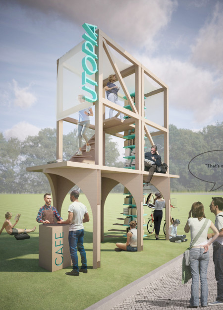 Charred Wooden Shingles and Cross-Laminated Timber Create a Multifunctional Community Reading Space