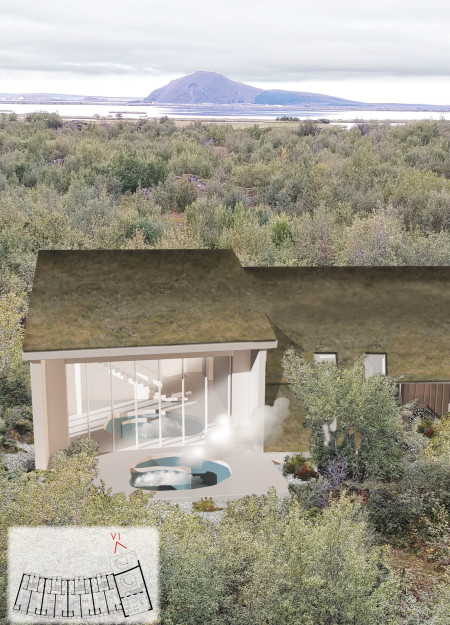 Peat Roofed Retreat Crafted With Curved Concrete and Natural Wood Elements