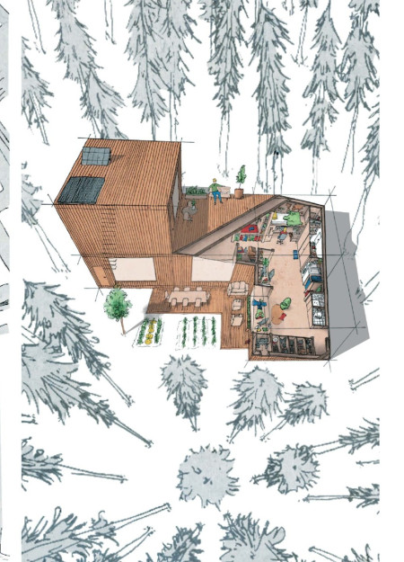 Charred Wooden Shingles and Cross-Laminated Timber Panels Create Sustainable Community Space