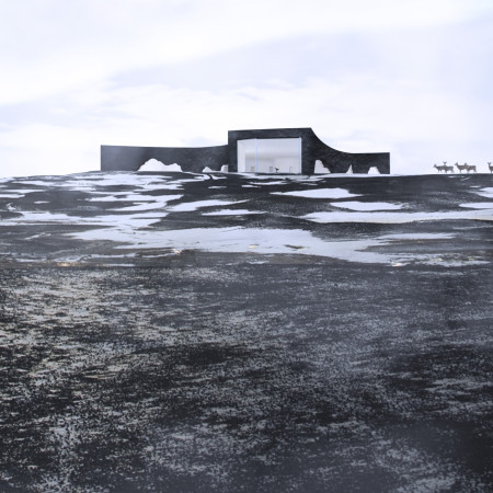 Curvilinear Forms Enhanced by Black Concrete and Poplar Panels in a Cultural Retreat  