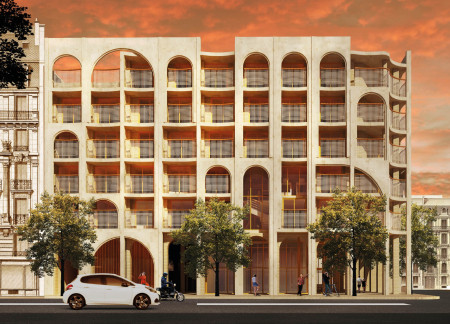 Charred Wooden Shingles and Cross-Laminated Timber Panels in a Community-Focused Urban Habitat
