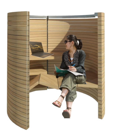 Steam-Bent Oak Furniture Crafted for User Engagement in Multi-Functional Waiting Areas