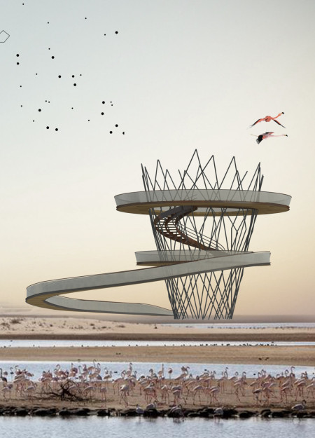 Elevated Metal and Timber Structure Embracing Coastal Habitats for Wildlife Observation