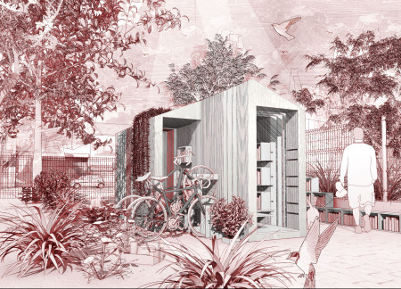 Flexible Reading Spaces Constructed with Recycled Plastics and Plywood in Urban Settings  