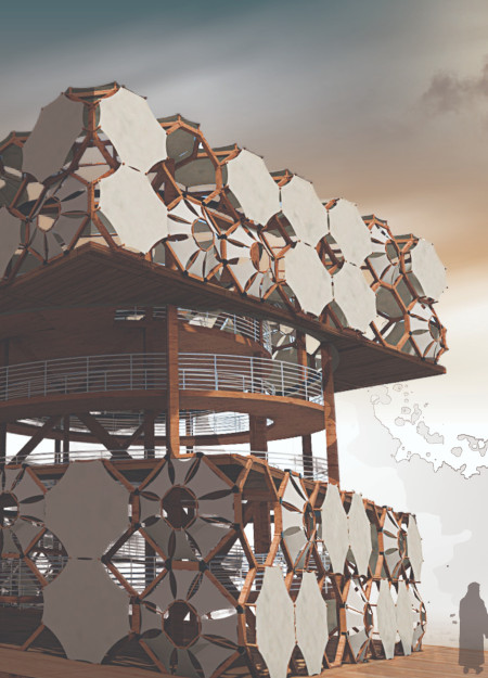 Rotatable Observation Deck Composed of Regional Timber and Eco-Friendly Materials in a Wetland Environment