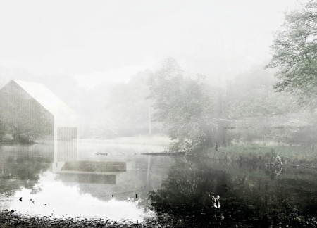 Charred Wooden Shingles and Cross-Laminated Timber Create a Flexible Community Space in a Natural Setting