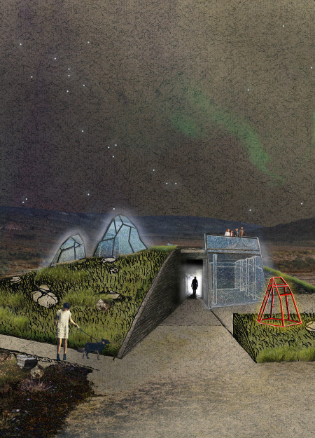 Curvilinear Concrete Structure With Panoramic Glazing Reflecting Volcanic Landscapes