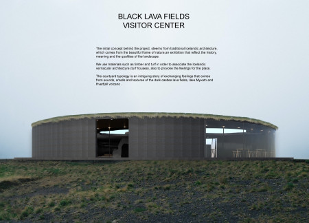 Turf-Covered Roofs and Panoramic Glass Within a Circular Visitor Center Embracing Geological Heritage  