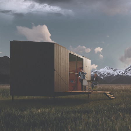 Revolving Platform With Integrated Photovoltaics in a Compact Steel and Glass Dwelling  