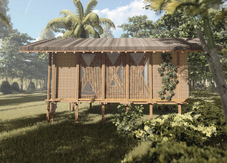 Adaptable Bamboo Structure with Thatch Roofing for Community Resilience