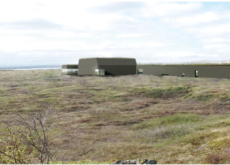 Volcanic Rock and Aluminium Facade Merging With Landscape in A Multifunctional Space