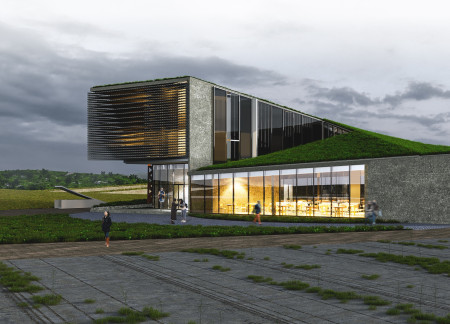 Geological Harmony With Natural Stone Facades And Sustainable Timber Elements In A Community Hub