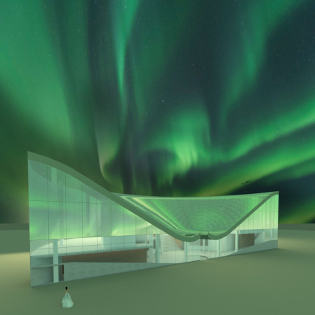 Curved Steel and Glass Structure Embracing Icelandic Heritage Through Natural Landscapes