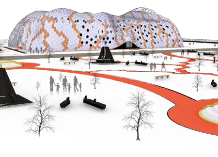 Hexagonal Facade and Natural Ventilation Create a Sustainable Educational Center in a Volcanic Landscape