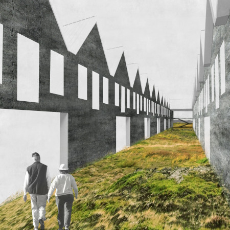 Charred Wooden Shingles and Zinc Roof Forming a Multifunctional Hub in Iceland's Natural Landscape