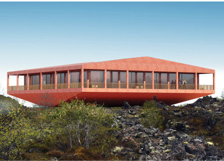 Elevated Concrete Volumes Featuring Charred Wooden Shingles in a Scenic Icelandic Retreat