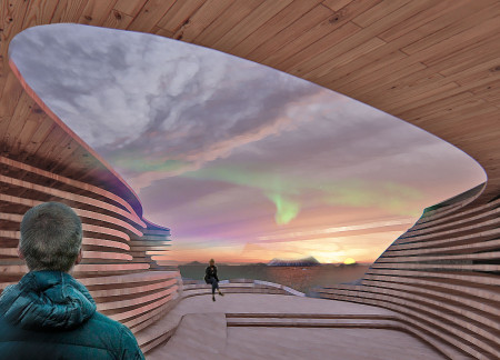 Guest house featuring cross-laminated timber and charred wood shingles harmonizing with the Icelandic landscape