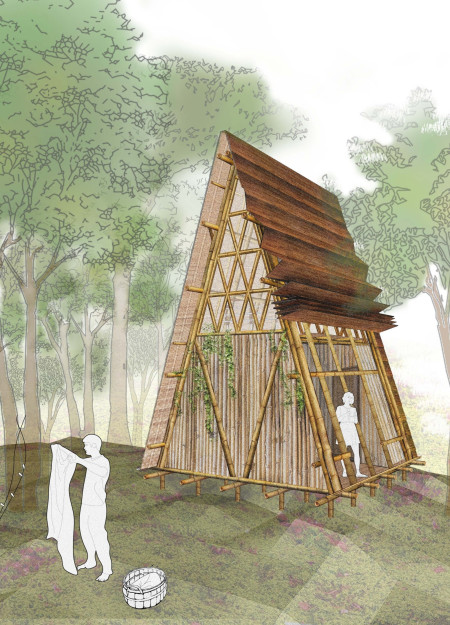 Bamboo Framework With Rainwater Harvesting In A Tropical Research Habitat  
