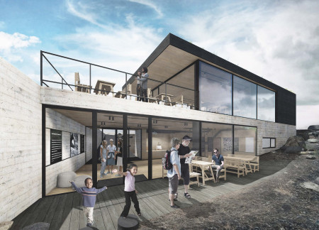 Charred Wooden Structure Embedded in Volcanic Landscape With Geothermal Efficiency