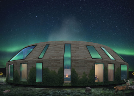 Volcanic Stone Foundations With Thermal Mass And Community-Centric Spaces In A Circular Timber Structure