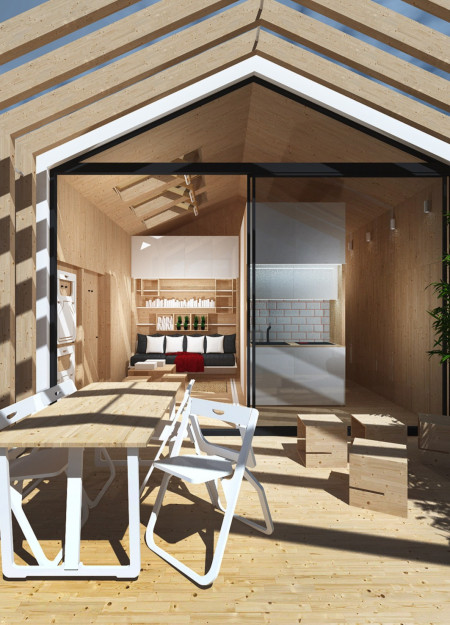 Charred Wooden Shingles and Laminated Timber Create Modern Family Living Spaces  