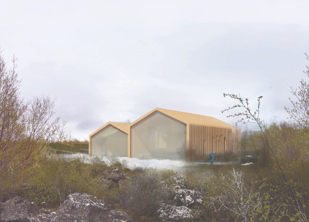 Volcanic Stone Facades and Charred Wooden Shingles in a Nature-Inspired Lake Retreat  