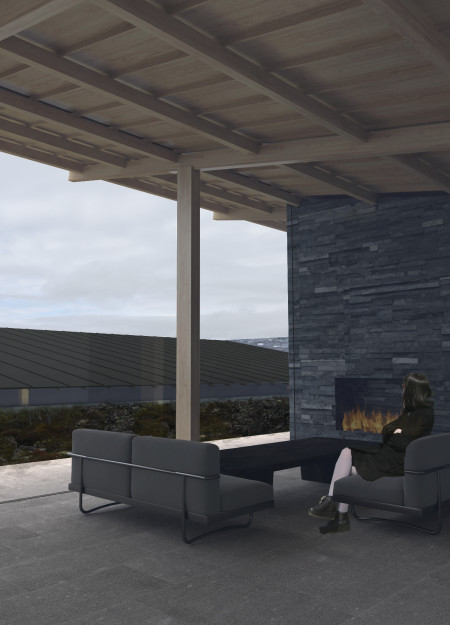 Geothermal Retreat Crafted with Lava Stone and Cross-Laminated Timber