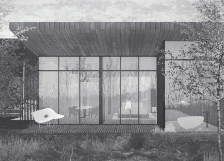 Curvilinear Retreat Built With Geothermal Heating and Local Basalt Stone  