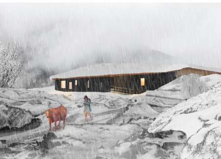 Basalt Masonry and Thatch Roofing Harmonize in a Hillside Retreat