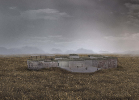 Basalt-Clad Museum With Turf Roof Nestled Near Hverfjall Volcano